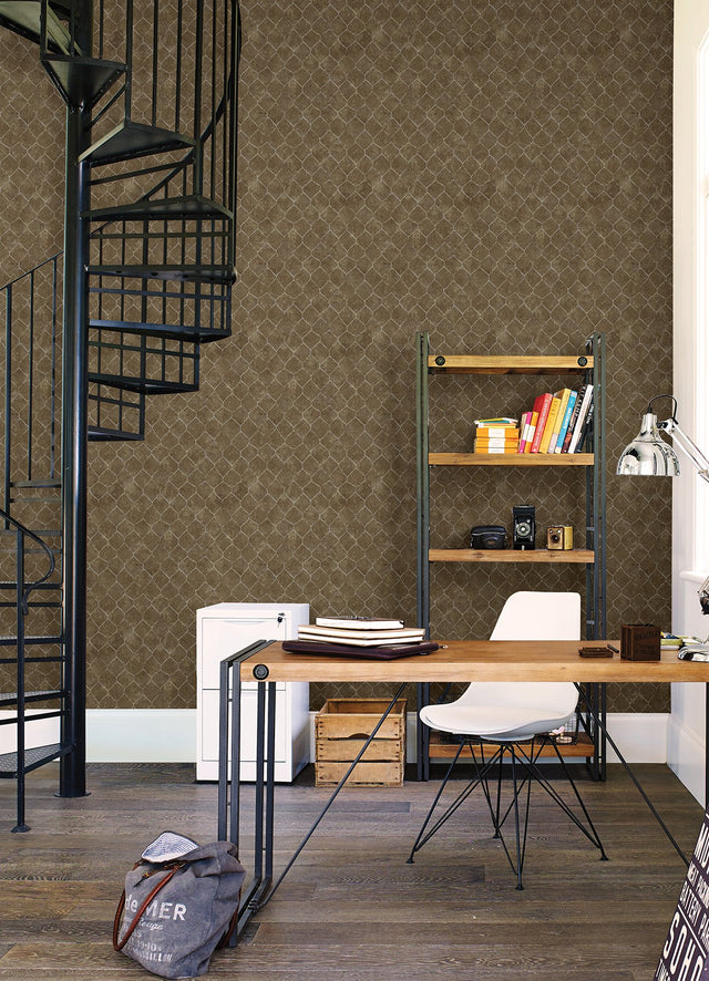 Rauta Brass Hexagon Tile Wallpaper with Metallic Geometric Tile Pattern - A-Street Prints 4105-86655