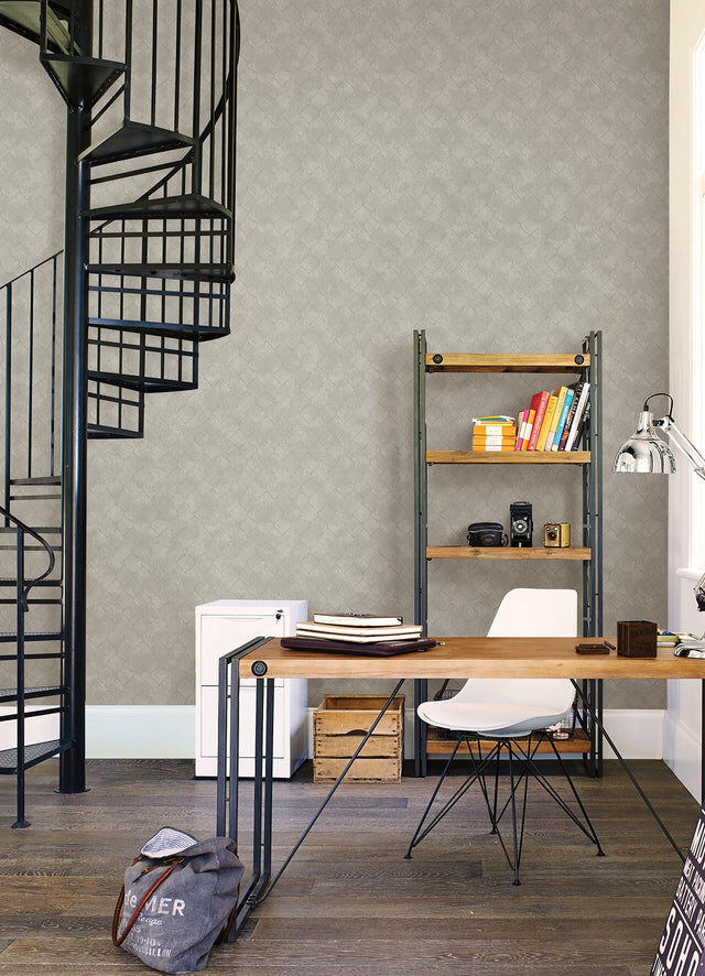 Rauta Silver Hexagon Tile Wallpaper with Metallic Geometric Tile Motif - A-Street Prints 4105-86656