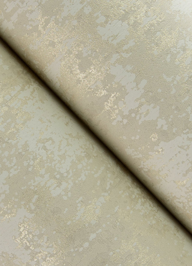 Haliya Champagne Metallic Plaster Wallpaper with Abstract Plaster Effects, Modern Unpasted Non Woven - A-Street Prints 4105-86659