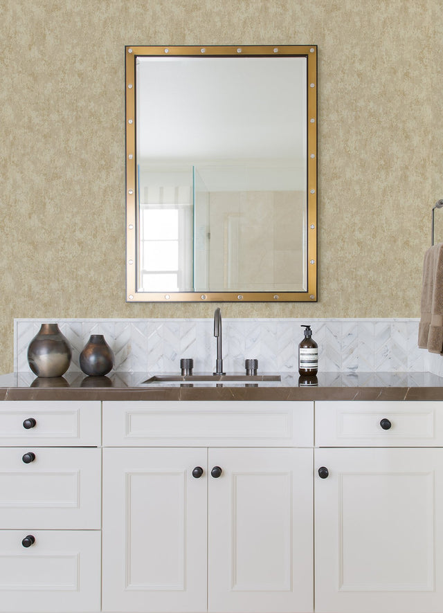 Haliya Champagne Metallic Plaster Wallpaper with Abstract Plaster Effects, Modern Unpasted Non Woven - A-Street Prints 4105-86659