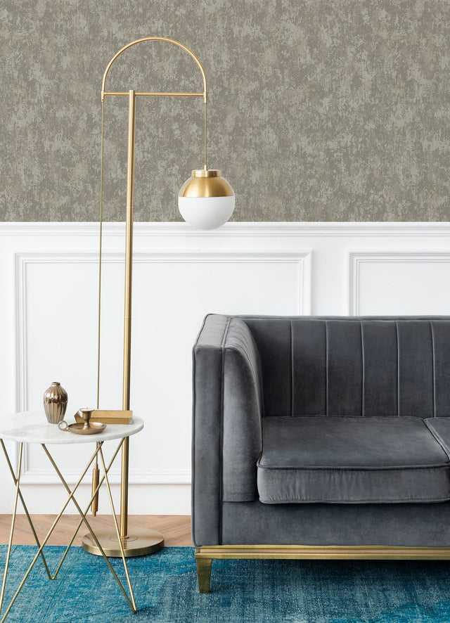 Haliya Sterling Metallic Plaster Wallpaper with Modern Abstract Plaster Effects - Brewster 4105-86660