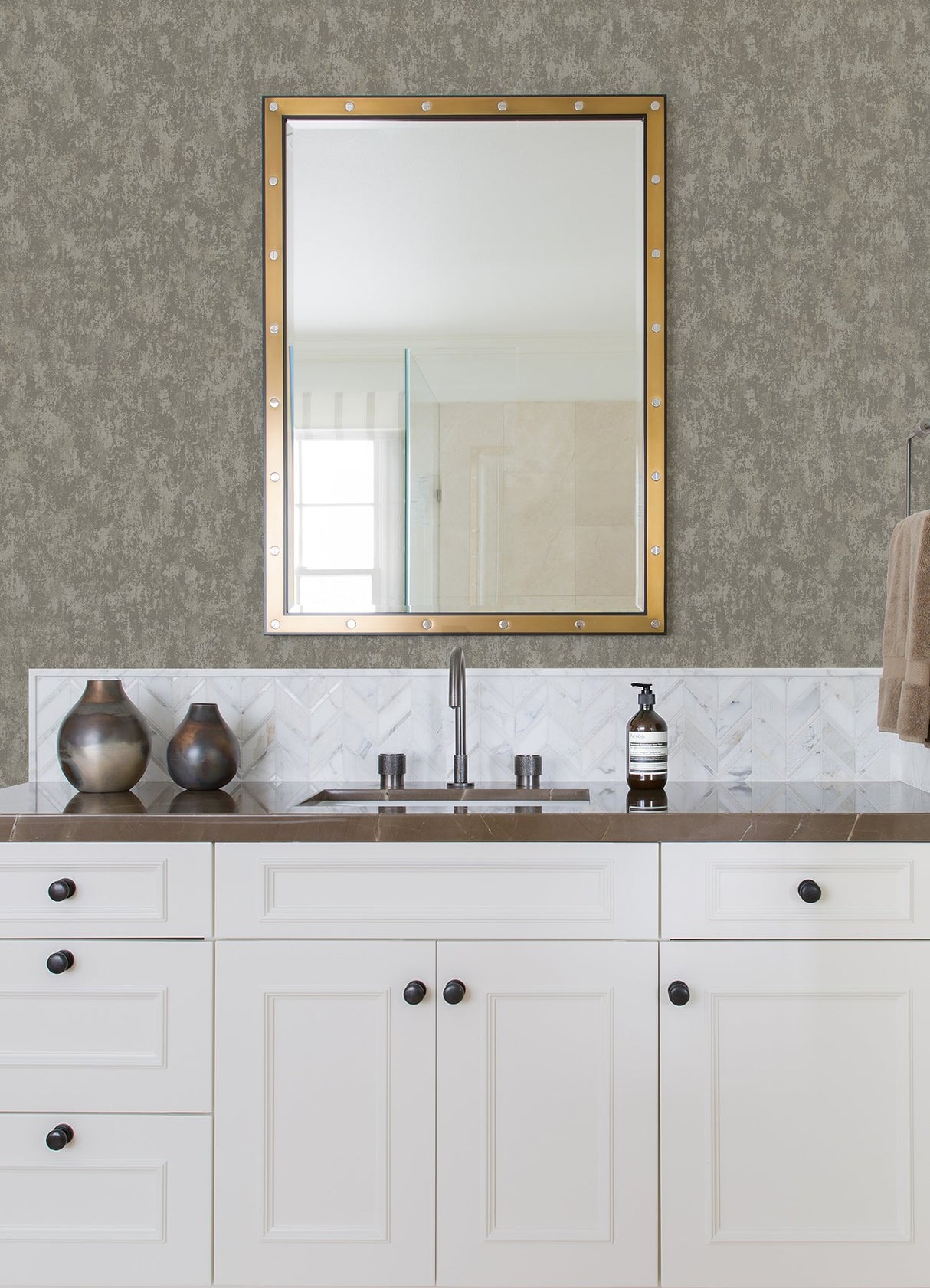 Haliya Sterling Metallic Plaster Wallpaper with Modern Abstract Plaster Effects - Brewster 4105-86660