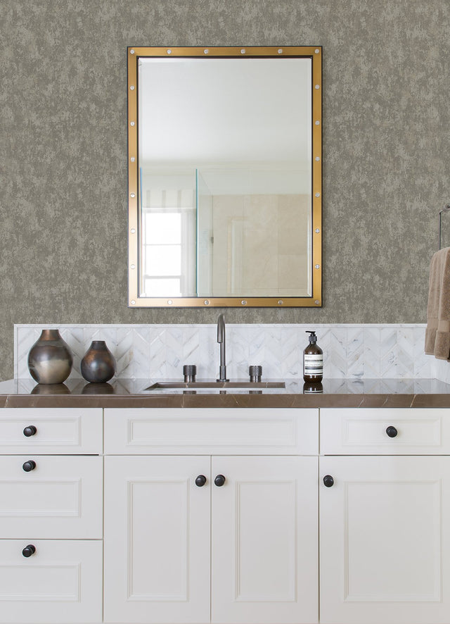 Haliya Sterling Metallic Plaster Wallpaper with Modern Abstract Plaster Effects - Brewster 4105-86660