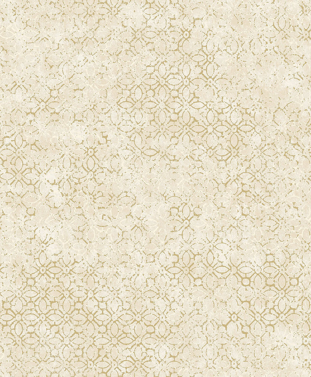 Khauta Champagne Floral Geometric Wallpaper with Metallic Raised Ink Texture - A-Street Prints 4105-86663
