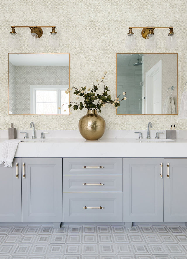 Khauta Champagne Floral Geometric Wallpaper with Metallic Raised Ink Texture - A-Street Prints 4105-86663