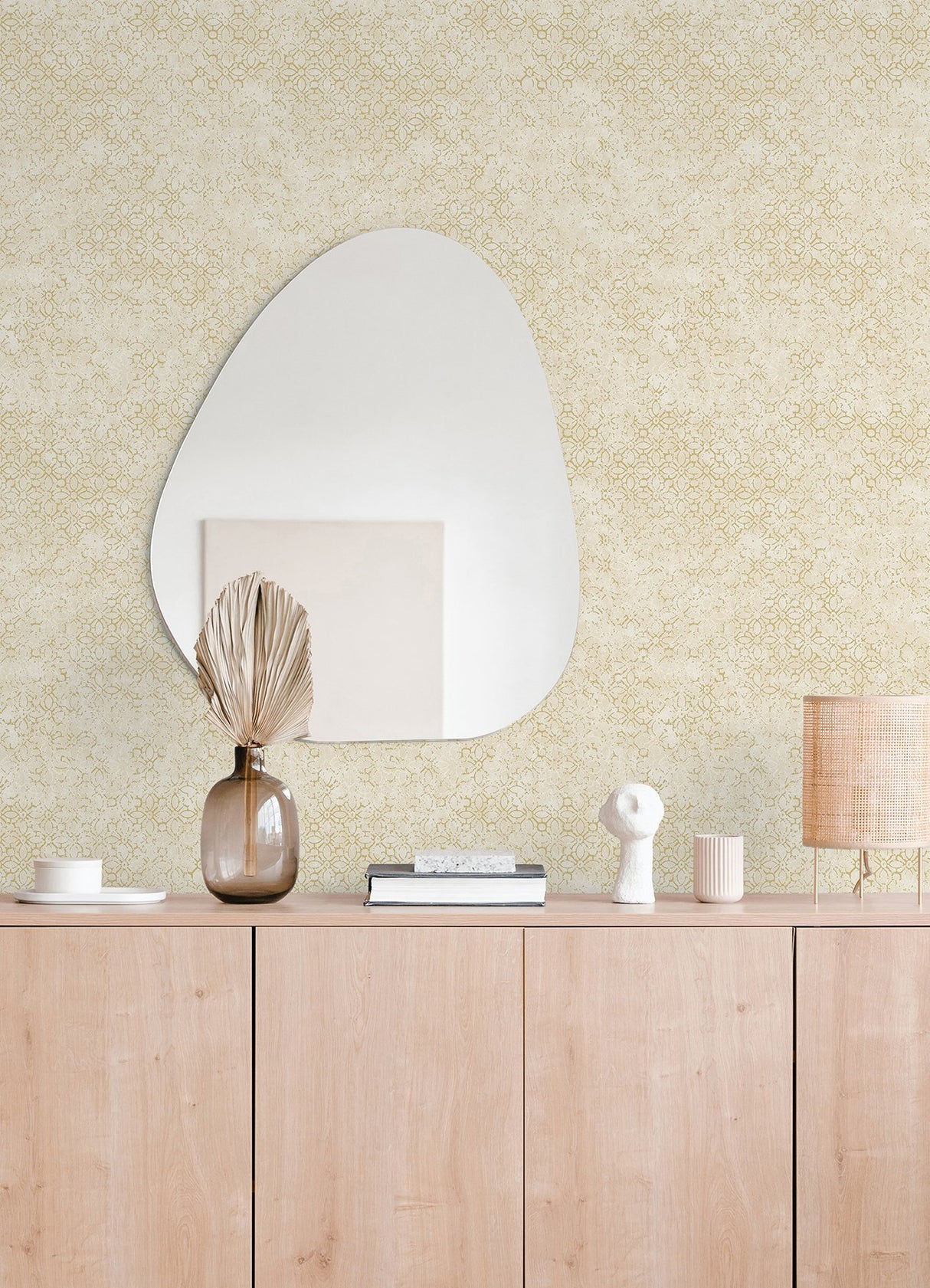 Khauta Gold Floral Geometric Wallpaper with Metallic Raised Ink Texture - A-Street Prints 4105-86664