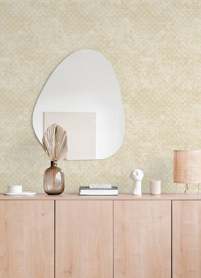 Khauta Gold Floral Geometric Wallpaper with Metallic Raised Ink Texture - A-Street Prints 4105-86664