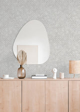 Khauta Sterling Floral Geometric Wallpaper with Metallic Raised-Ink Textured Geometric Pattern - A-Street Prints 4105-86665