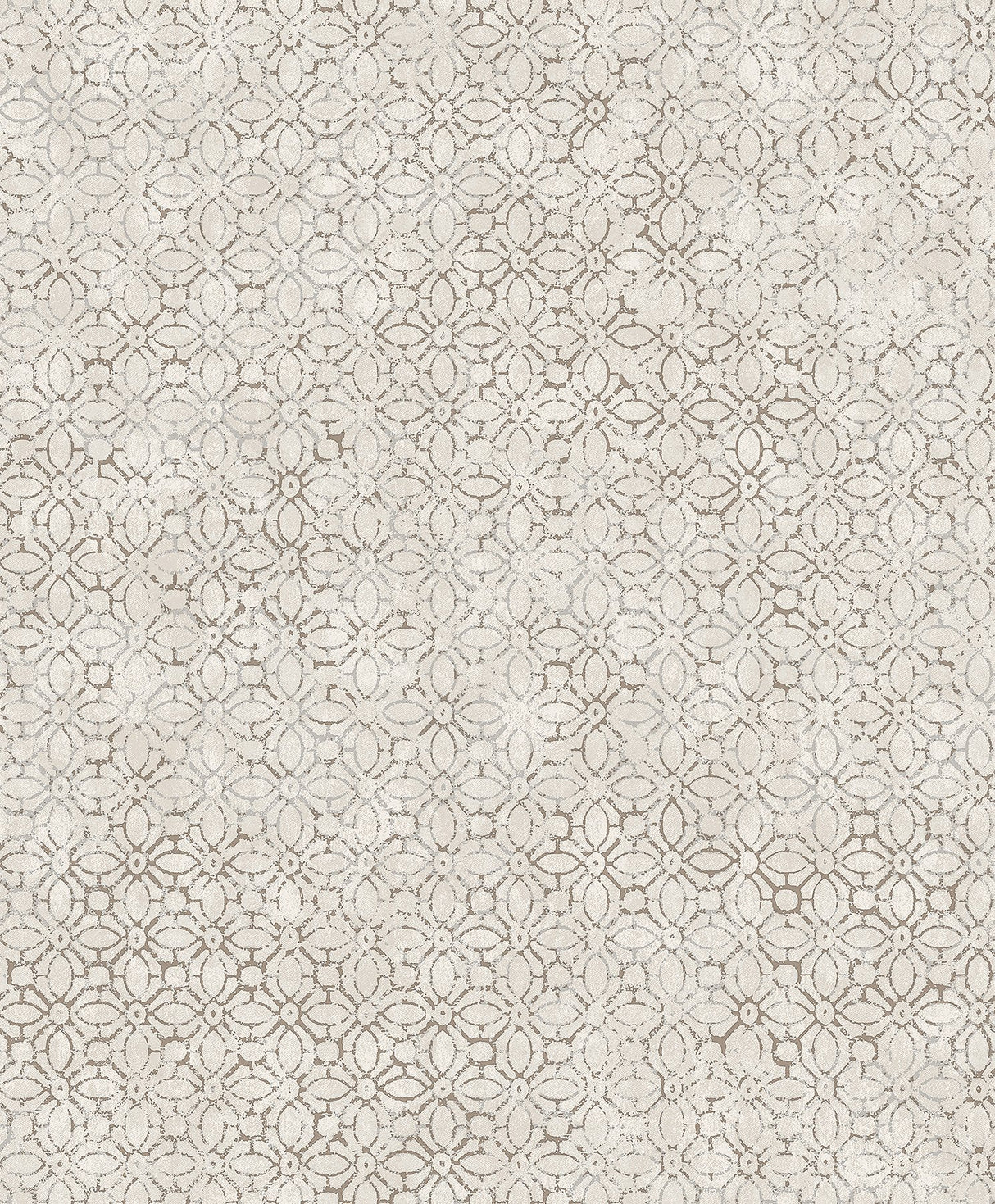 Khauta Silver Floral Geometric Wallpaper with Metallic Raised-Ink Modern Geometric Pattern - Brewster 4105-86666