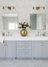 Khauta Silver Floral Geometric Wallpaper with Metallic Raised-Ink Modern Geometric Pattern - Brewster 4105-86666