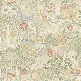 Bygga Bo Neutral Woodland Village Wallpaper with Whimsical Botanical Pattern - A-Street Prints 4111-63001