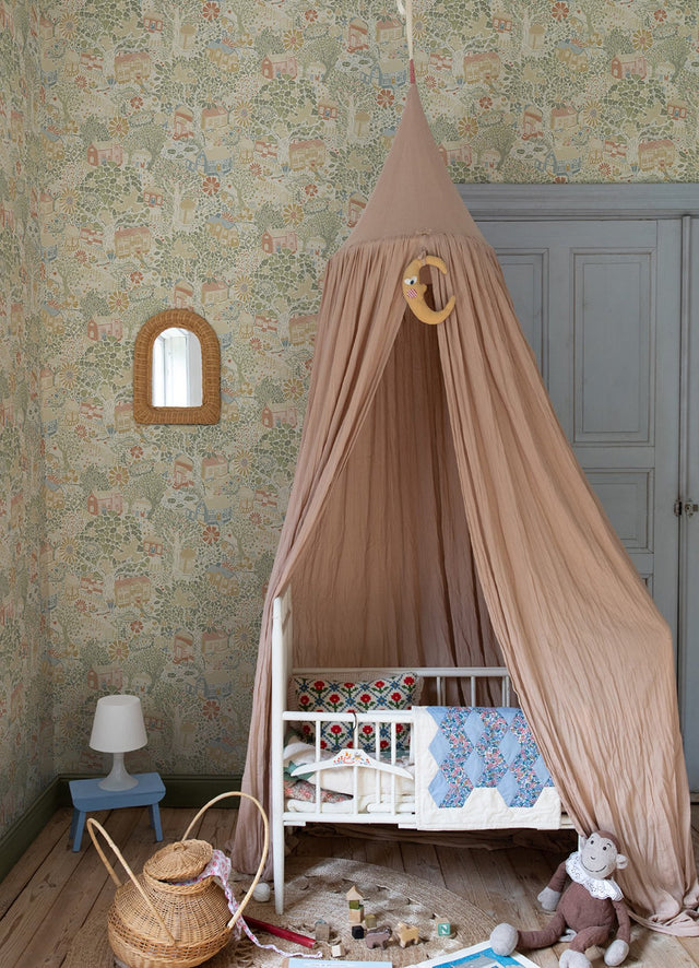 Bygga Bo Neutral Woodland Village Wallpaper with Whimsical Botanical Pattern - A-Street Prints 4111-63001