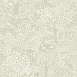 Bygga Bo Seafoam Woodland Village Whimsical Botanical Wallpaper - A-Street Prints 4111-63004