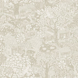 Bygga Bo Light Grey Woodland Village Wallpaper with Whimsical Botanical Village Pattern - A-Street Prints 4111-63006