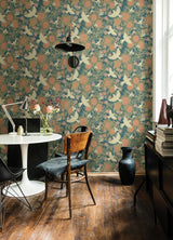 Drömma Teal Songbirds and Sunflowers Wallpaper with Whimsical Birds and Floral Pattern - A-Street Prints 4111-63007
