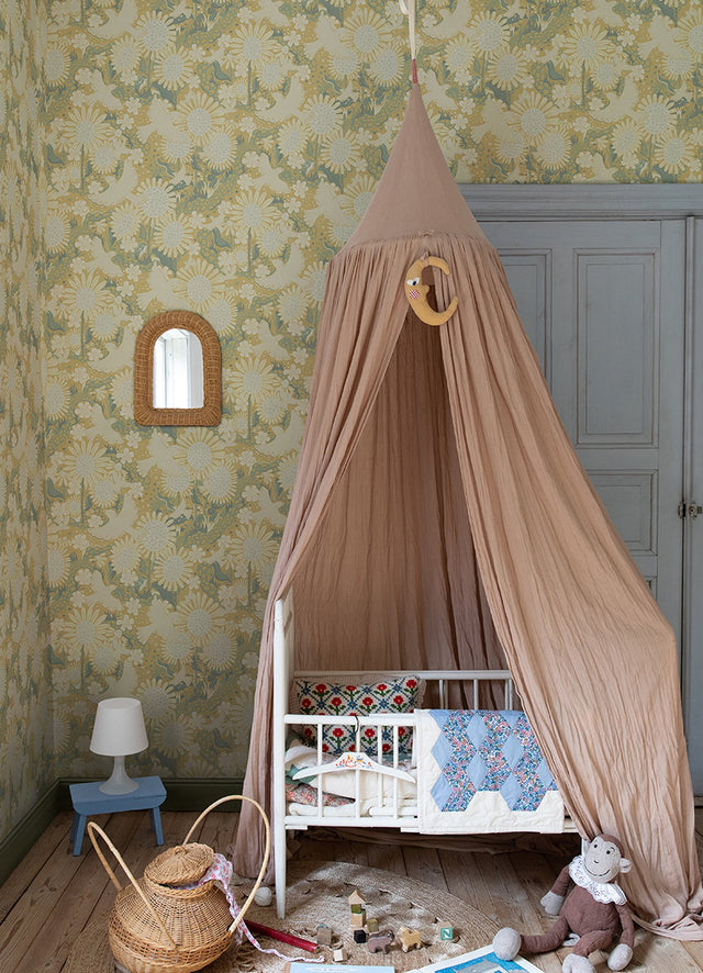 Drömma Butter Songbirds and Sunflowers Wallpaper with Whimsical Scandinavian Motif - A-Street Prints 4111-63010