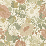 Växa Green Rabbits & Rosehips Wallpaper with Whimsical Botanical Pattern - A-Street Prints 4111-63012
