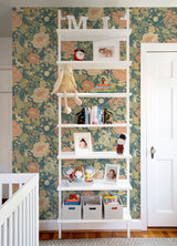 Växa Teal Rabbits & Rosehips Wallpaper with Whimsical Botanical Motif - A-Street Prints 4111-63013