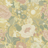 Växa Butter Rabbits & Rosehips Yellow Wallpaper with Botanical Whimsical Motif - A-Street Prints 4111-63014