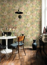 Växa Butter Rabbits & Rosehips Yellow Wallpaper with Botanical Whimsical Motif - A-Street Prints 4111-63014