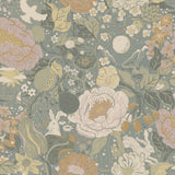 Växa Slate Rabbits & Rosehips Wallpaper with Whimsical Botanical Motif - Brewster 4111-63016
