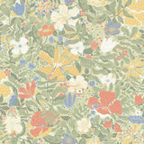 Midsommar Sage Floral Medley Wallpaper with Scandinavian Botanical Flowers - Brewster 4111-63018