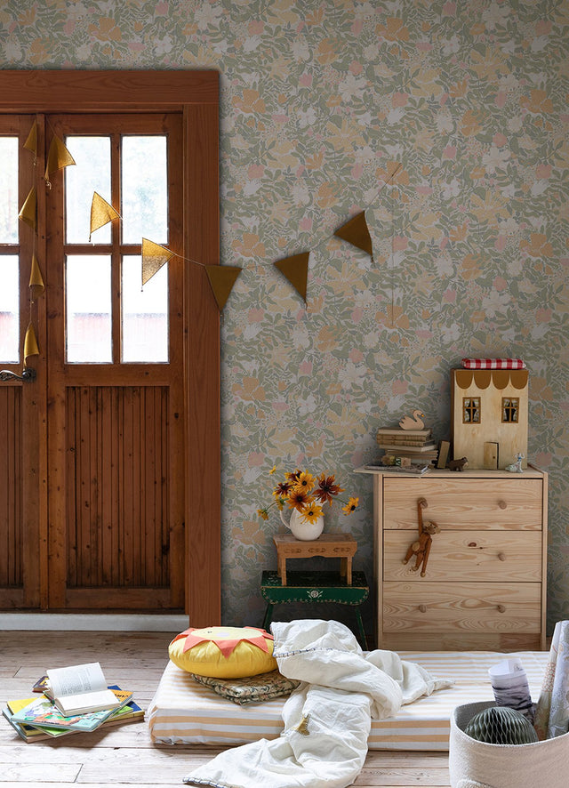 Midsommar Pastel Floral Medley Wallpaper with Scandinavian Botanical Flowers - A-Street Prints 4111-63019
