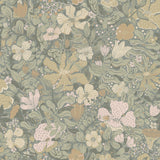 Midsommar Grey Floral Medley Wallpaper with Botanical Scandinavian Flowers - A-Street Prints 4111-63020