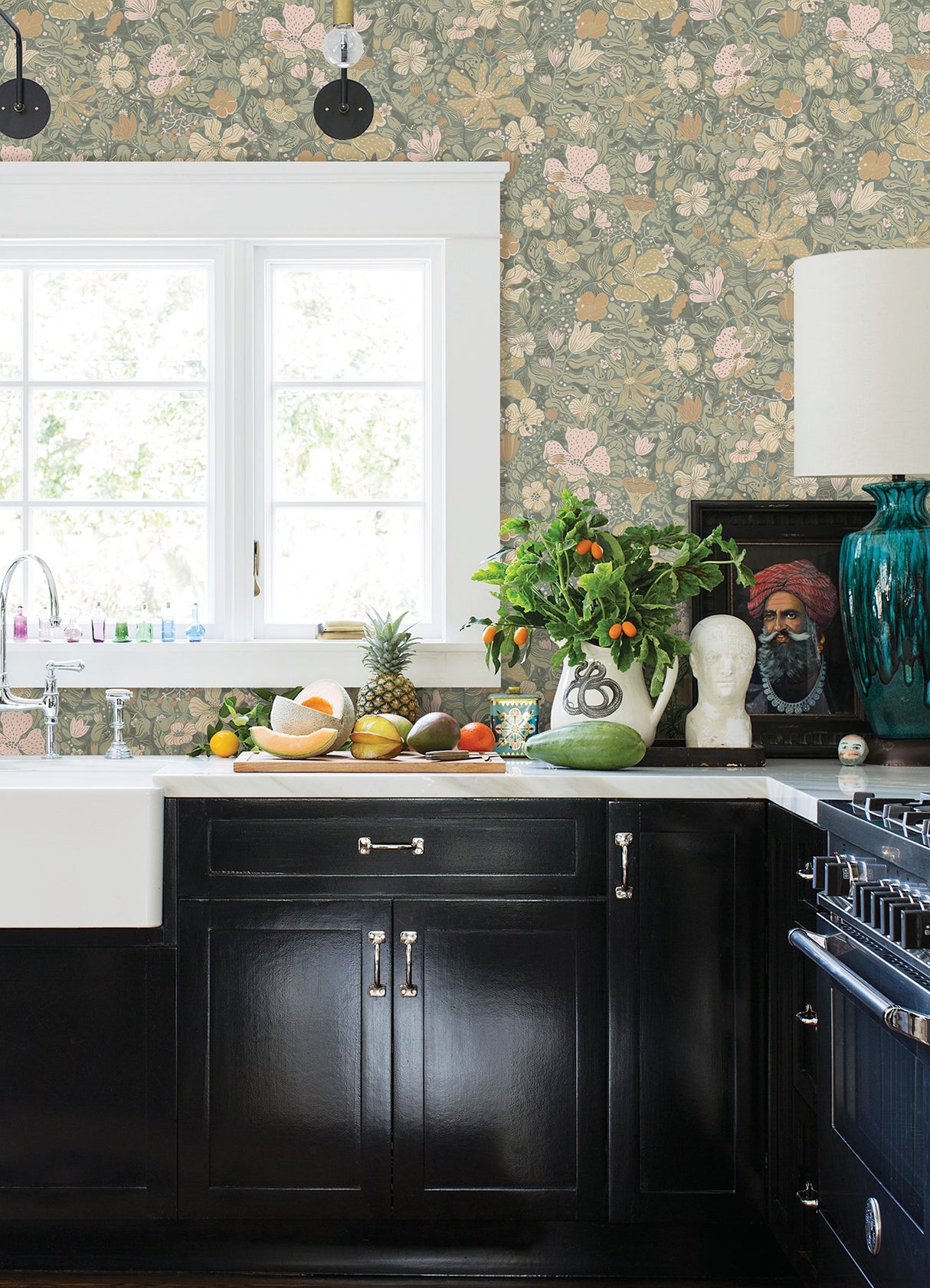 Midsommar Grey Floral Medley Wallpaper with Botanical Scandinavian Flowers - A-Street Prints 4111-63020