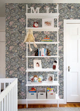 Midsommar Dark Blue Floral Medley Wallpaper with Botanical Floral Pattern - A-Street Prints 4111-63021