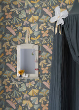 Flyga Blue Butterfly Bonanza Wallpaper with Bohemian Butterflies Pattern - Brewster 4111-63022
