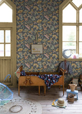 Flyga Blue Butterfly Bonanza Wallpaper with Bohemian Butterflies Pattern - Brewster 4111-63022