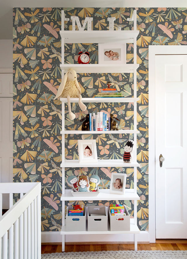 Flyga Blue Butterfly Bonanza Wallpaper with Bohemian Butterflies Pattern - Brewster 4111-63022