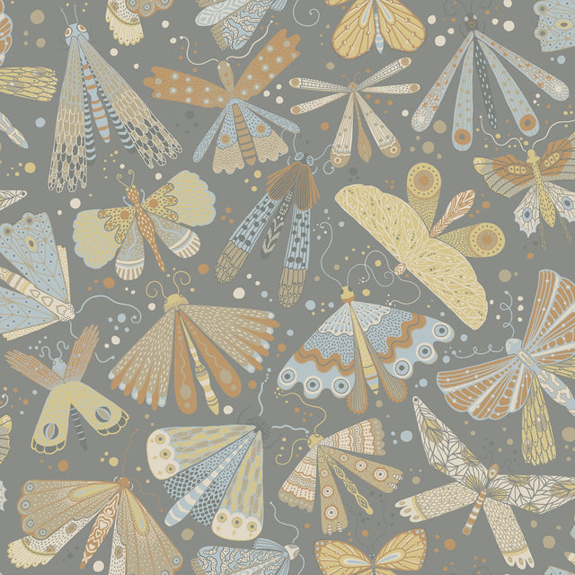 Flyga Apricot Butterfly Bonanza Wallpaper with Bohemian Non Woven Pattern - A-Street Prints 4111-63026