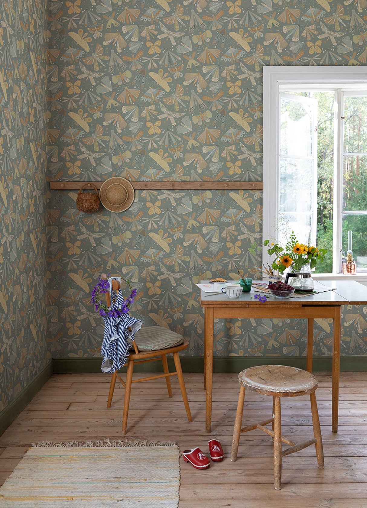 Flyga Apricot Butterfly Bonanza Wallpaper with Bohemian Non Woven Pattern - A-Street Prints 4111-63026