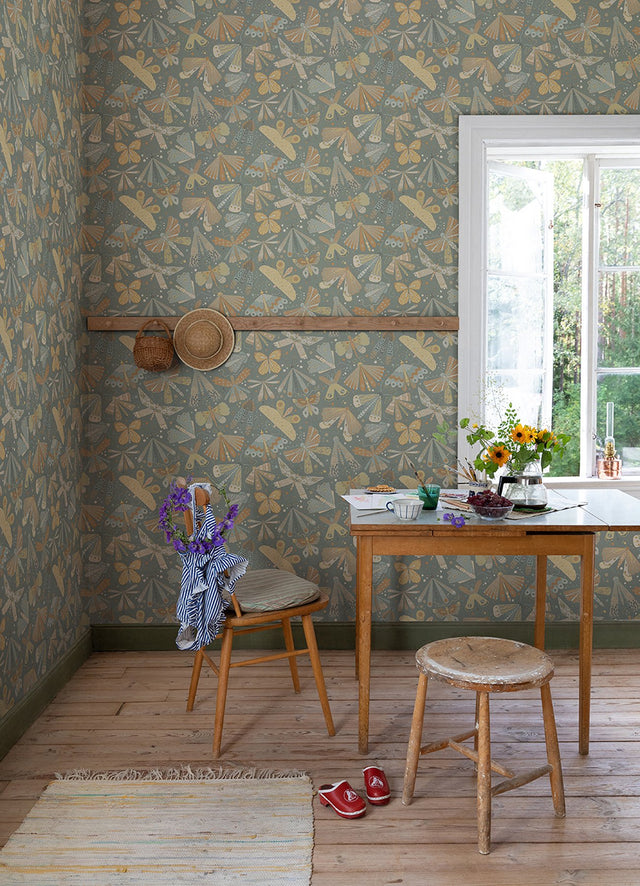 Flyga Apricot Butterfly Bonanza Wallpaper with Bohemian Non Woven Pattern - A-Street Prints 4111-63026