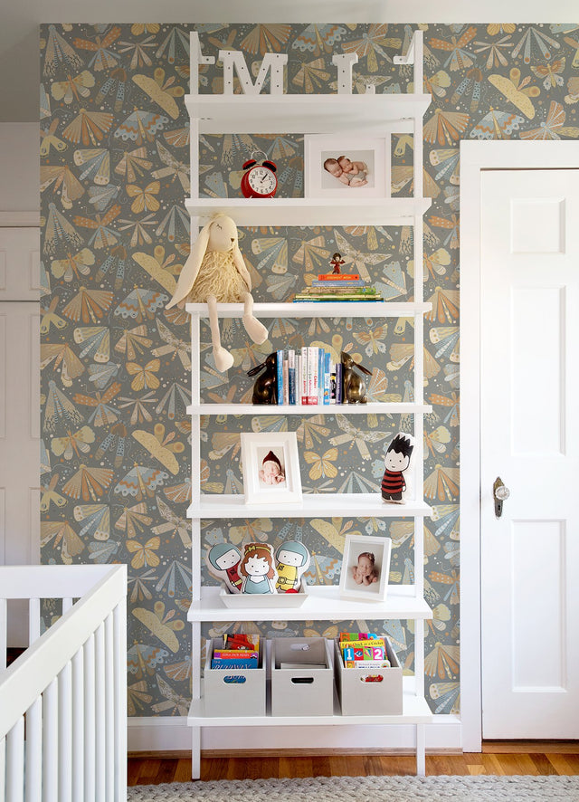 Flyga Apricot Butterfly Bonanza Wallpaper with Bohemian Non Woven Pattern - A-Street Prints 4111-63026