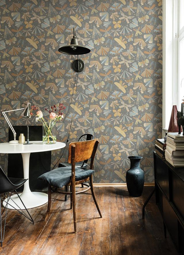Flyga Apricot Butterfly Bonanza Wallpaper with Bohemian Non Woven Pattern - A-Street Prints 4111-63026