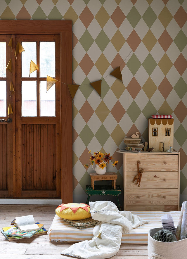 Kalas Mustard Diamond Wallpaper with Geometric Diamond Pattern, Feature Wall Style - A-Street Prints 4111-63027