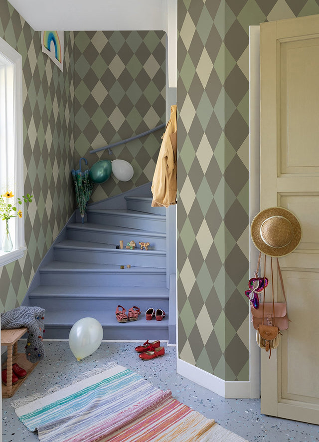 Kalas Olive Diamond Wallpaper with Geometric Diamond Pattern, Feature Wall Style - A-Street Prints 4111-63028