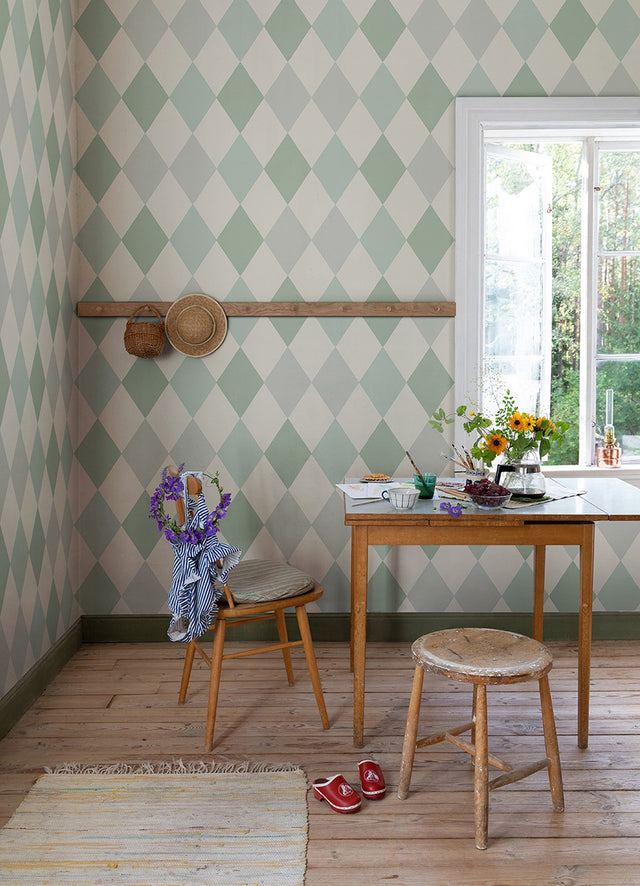 Kalas Light Blue Diamond Wallpaper with Geometric Feature Wall Style - A-Street Prints 4111-63030