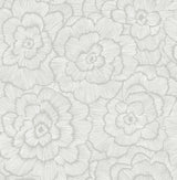Periwinkle Light Grey Textured Floral Wallpaper with Modern Botanical Flowers - A-Street Prints 4120-26036