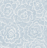 Periwinkle Blue Textured Floral Wallpaper with Modern Botanical Flowers - A-Street Prints 4120-26039