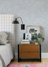 Periwinkle Blue Textured Floral Wallpaper with Modern Botanical Flowers - A-Street Prints 4120-26039