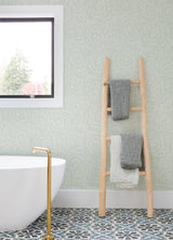 Periwinkle Light Green Textured Floral Wallpaper with Raised Ink Botanical Flowers - A-Street Prints 4120-26040