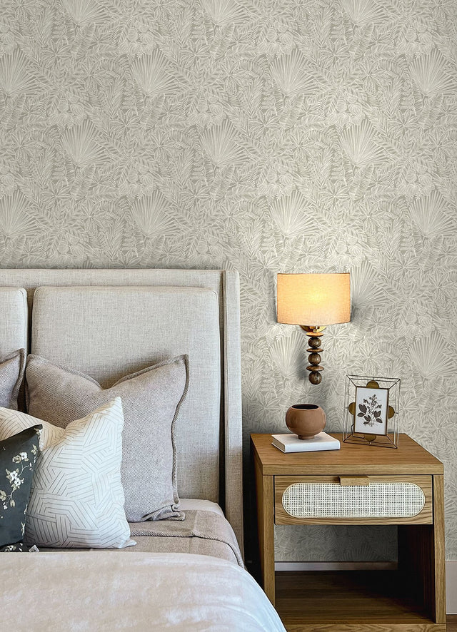 Vita Light Brown Botanical Wallpaper with Tropical Botanical Motif - A?Street Prints 4120-26800