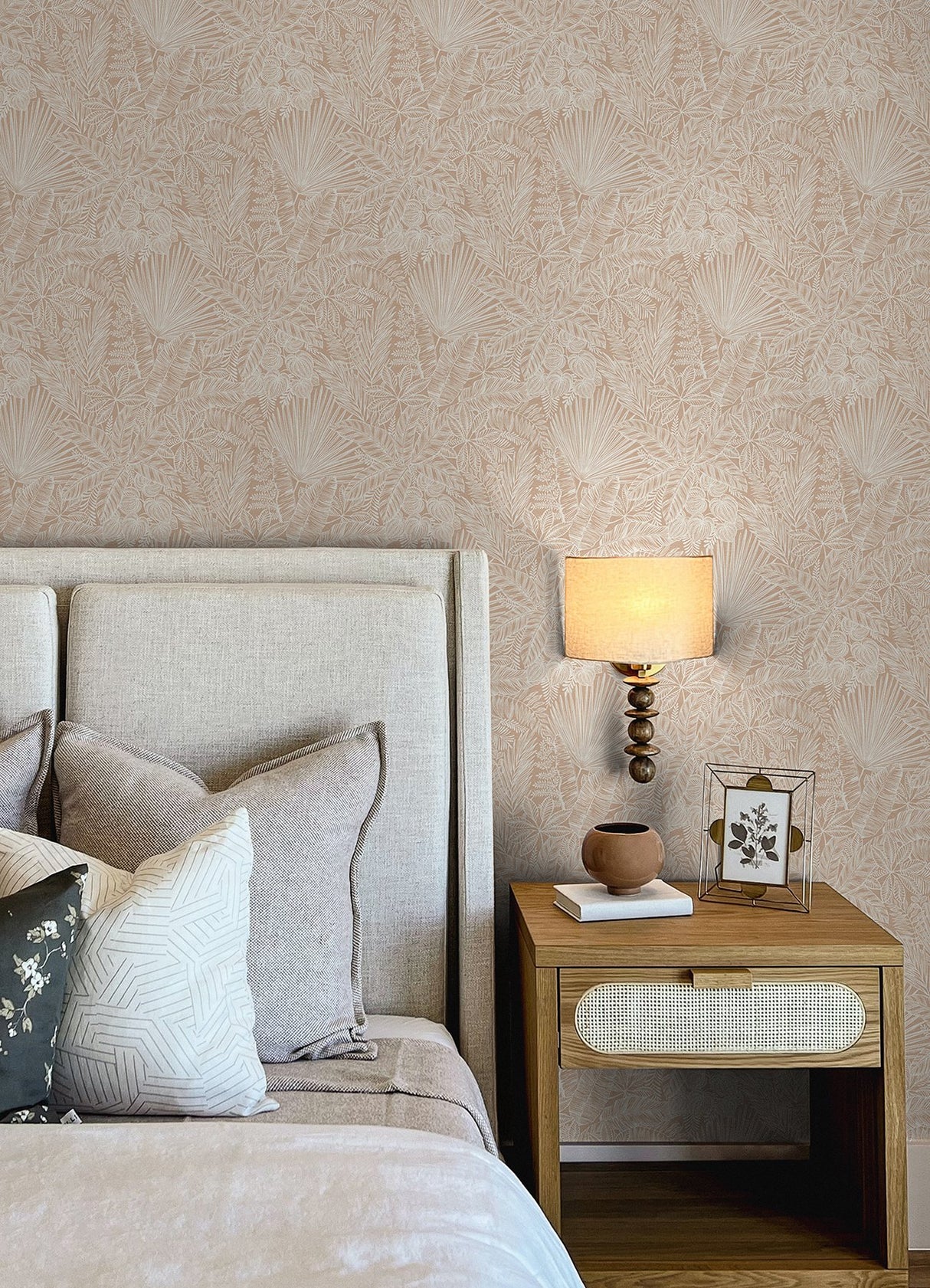 Vita Blush Botanical Wallpaper with Tropical Botanical Linework - A-Street Prints 4120-26801