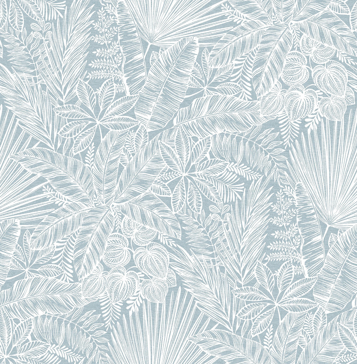 Vita Blue Botanical Wallpaper with Tropical Botanical Outline on Faux Linen - A-Street Prints 4120-26802