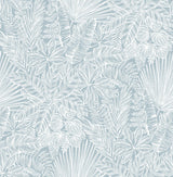 Vita Blue Botanical Wallpaper with Tropical Botanical Outline on Faux Linen - A-Street Prints 4120-26802