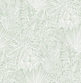 Vita Sage Botanical Wallpaper with Tropical Botanical Outline on Faux Linen - A-Street Prints 4120-26803